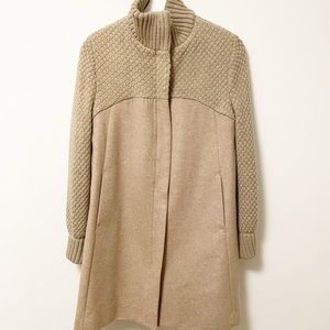 Zara Wool Sweater Coat with Knit Sleeves
